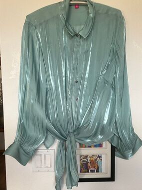 Vince Camuto Tie-Front Blouse in Seafoam 3X